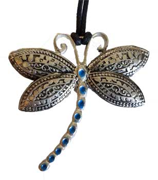 Dragonfly with Blue tail amulet - Click Image to Close