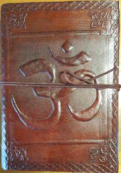 5" x 7" Om leather blank book w/ cord - Click Image to Close