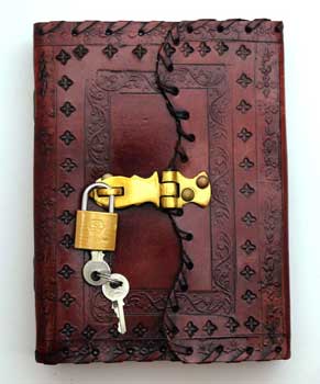 Embossed leather blank book w/ key - Click Image to Close