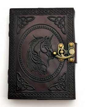Unicorn leather blank book w/ latch