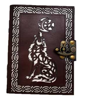 Celtic Wolf (die cut) leather blank book w/ latch