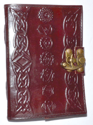 Chakra leather blank book w/ latch - Click Image to Close