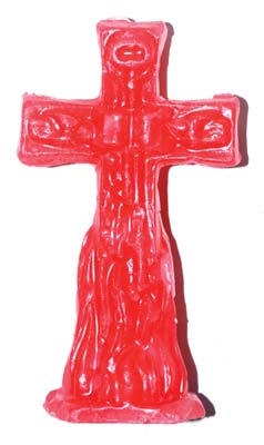 4 1/2" Crucifix Red candle - Click Image to Close