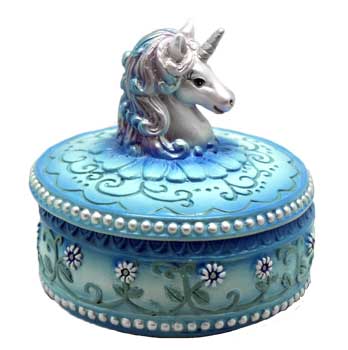 3 1/2" Blue Unicorn box - Click Image to Close