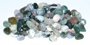 1 lb Agate, Moss tumbled chips 7-9mm - Click Image to Close