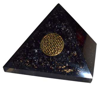 70mm Orgone Tourmaline & Flower pyramid - Click Image to Close