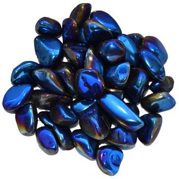 1 lb Deep Blue electroplated tumbled stones - Click Image to Close