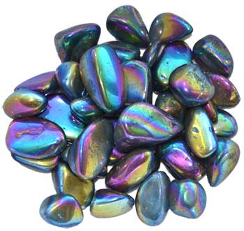 1 lb Black Rainbow electroplated tumbled stones - Click Image to Close