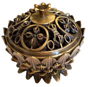 Lotus incense burner, antique bronze - Click Image to Close