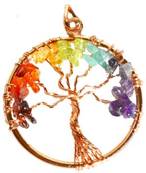 7 Chakra Tree of Life pendant copper - Click Image to Close