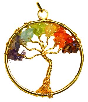 7 Chakra Tree of Life pendant gold - Click Image to Close
