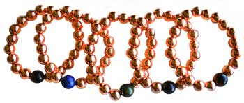 10mm Copper with asst stone bracelet - Click Image to Close