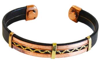 Copper & Leather Magnetic bracelet