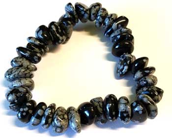 Snowflate Obsidian gemstone bracelet stretch - Click Image to Close