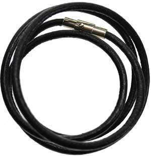 Thin 24" Black Leather necklace - Click Image to Close