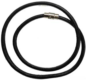 Thick Black Leather 18" necklace - Click Image to Close