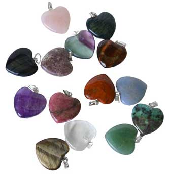 3/4" (20mm) various Stones heart - Click Image to Close