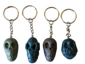 1 1/2" resin Skull key ring (assorted colors) - Click Image to Close