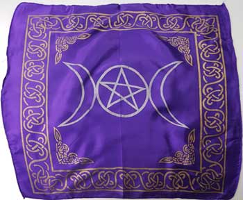 18"x18" Purple rayon Triple Moon cloth - Click Image to Close