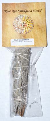 4" Sage & Myrrh smudge stick - Click Image to Close