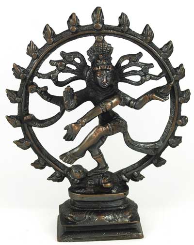 Antiqued Bronze Shiva Dancing 6" - Click Image to Close